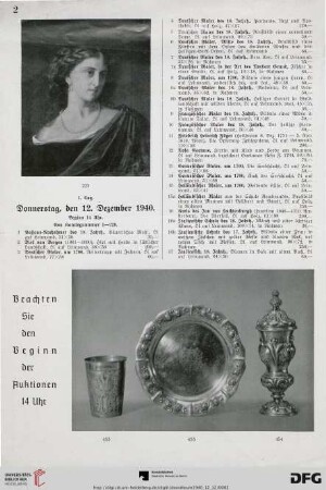1. Tag. Donnerstag, den 12. Dezember 1940. Beginn 14 Uhr (Nr. 1-220)