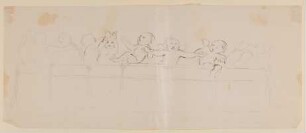 Acht spielende Engelchen über einer Balustrade [aus einer Mappe mit Skizzenblättern von Gisela von Arnim und Herman Grimm]