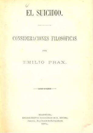 El suicidio : Consideraciones filosóficas