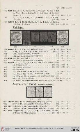Zululand (Nr. 606-618)