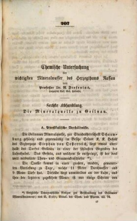 Chemische Untersuchung der wichtigsten Mineralwasser des Herzogthums Nassau, 6. Die Mineralquelle zu Geilnau