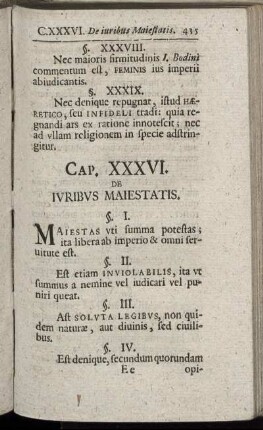 Cap. XXXVI. De Iuribus Maiestatis.
