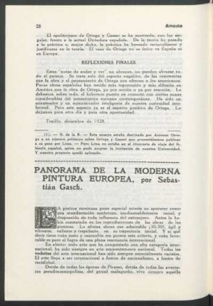 Panorama de la moderna pintura europea : (De "¡30-30!" revista de los pintores de México)