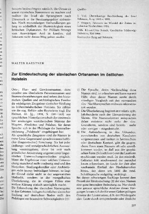 Zur Eindeutschung der slavischen Ortsnamen im östlichen Holstein.