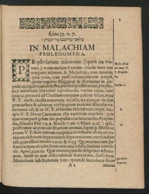 In Malachiam Prolegomena.