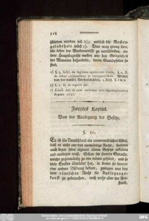 Zweytes Kapitel. Von der Auslegung der Gesetze.