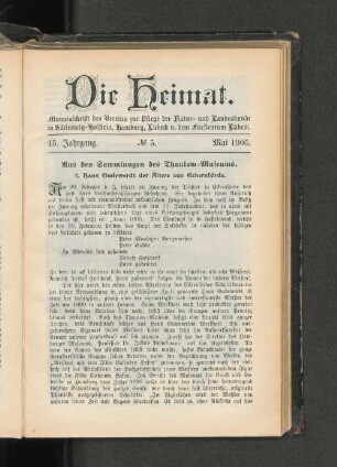 15. Jahrgang. No. 5. Mai 1905.