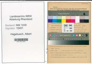 Entnazifizierung Albert Hagebusch , geb. 02.08.1891 (Schreiner)