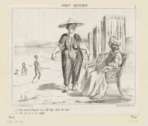 Eh! bien Madame Poupinel …, Blatt 2 der Folge "Croquis Aquatiques", in: "Le Charivari", Paris 1853