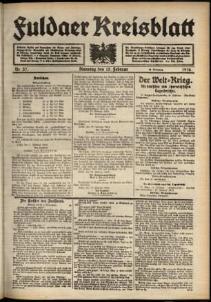 Ausgabe vom Dienstag, den 15. Februar 1916.