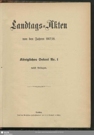 Königliches Dekret Nr. 1, nebst Anfugen