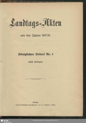 Königliches Dekret Nr. 1, nebst Anfugen