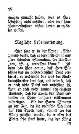 Tägliche Lebensordnung.