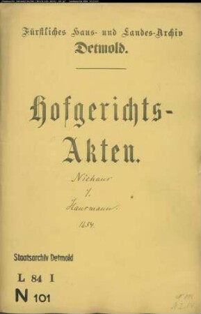 Niehaus, Nikolaus gegen Hausmann auf der Pivitsheide - Schuldforderung