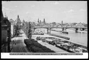 Dresden, Elbansicht mit Brühlscher Terrasse und Terrassenufer