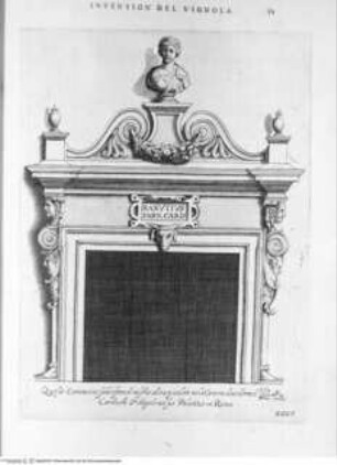 Regola de' Cinque Ordini d'Architettura (polygl.). Di M. Giacomo Barozzio da Vignola. Con la nuova aggionta di Michael-Angelo Buonaroti., Tafel XXXV (p. 81): Kamin