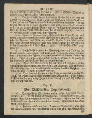 Cap. II. Von Verlöbnissen. Copulationen.