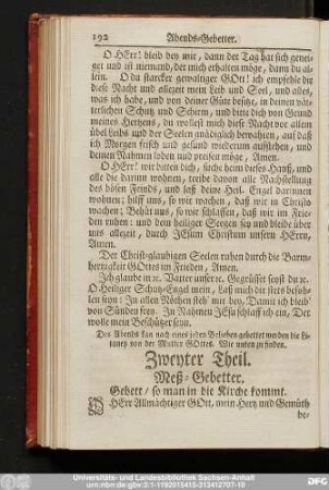 Zweyter Theil. Meß-Gebetter.