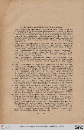 Almanache, Taschenbücher, Kalender (Nr. 1-42)