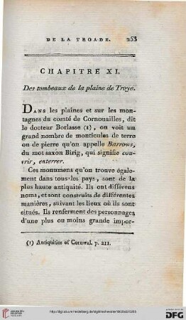 Chapitre XI: Des tombeaux de la plaine de Troye
