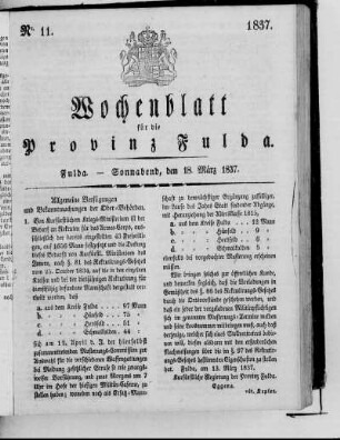 Nr. 11, Ausgabe vom 18. März 1837