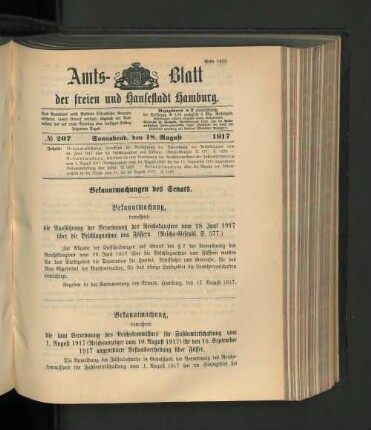 No. 207, 18. August 1917