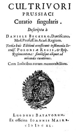 Cultrivori Prussiaci Curatio singularis