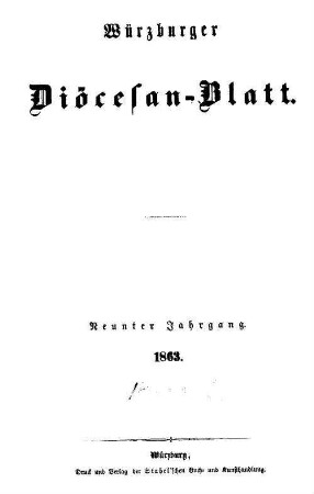 Würzburger Diözesanblatt : amtliches Verordnungsblatt der Diözese Würzburg. 9. 1863