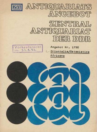 Nr. 1730: Orientalia/Ostasiatica Africana