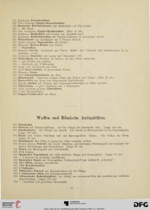 Waffen und Römische Antiquitäten (Nr. 948-1289)