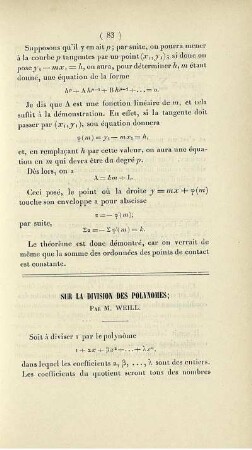 Sur la division des polynomes.