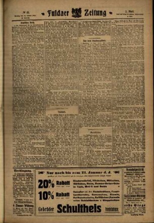 Zweite Ausgabe vom Montag, den 16. Januar 1911.