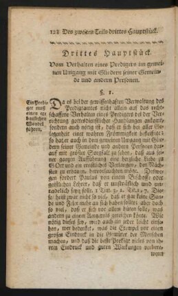 Drittes Hauptstück. Vom Verhalten eines Predigers im gemeinen Umgang mit Gliedern seiner Gemeinde und anderen Personen