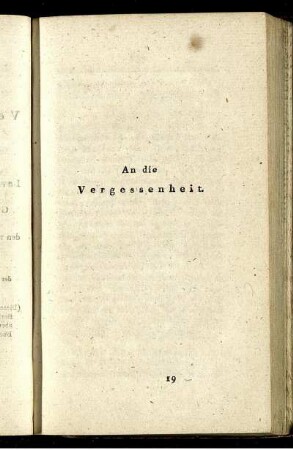 An die Vergessenheit.