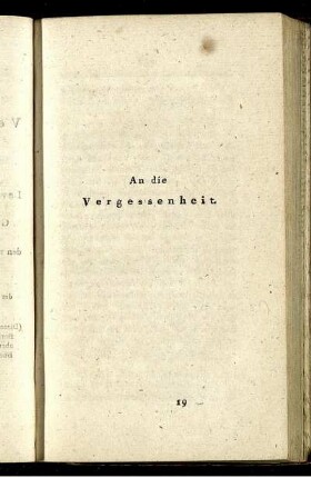 An die Vergessenheit.