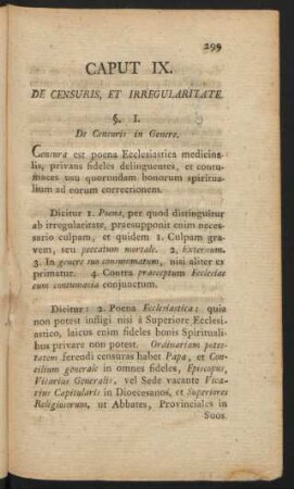 Caput IX. De Censuris, Et Irregularitate
