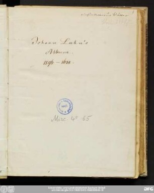 Johann Luhn`s Stammbuch 1596-1633