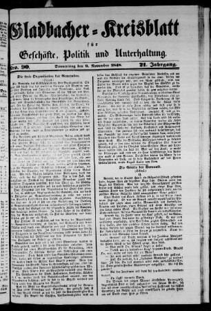 Gladbacher Kreisblatt für Geschäfte und Unterhaltung. 1847-1851