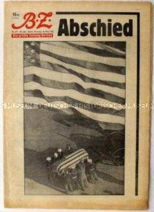 Berliner Tageszeitung "B.Z." zur Beisetzung von US-Präsident Kennedy