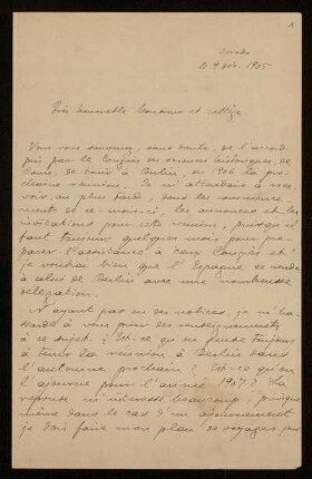 1: Brief von Rafael Altamira y Crevea an Otto von Gierke, Oviedo, 9.12.1905