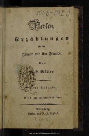 Perlen : Erzählungen für die Jugend und ihre Freunde