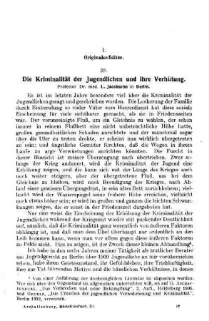 577-600, Die Kriminalität der Jugendlichen und ihre Verhütung