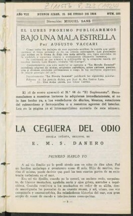 1924008323: La ceguera del odio : novela inédita