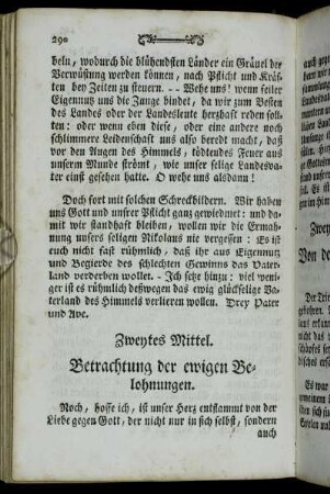 Zweytes Mittel. Betrachtung der ewigen Belohnungen.