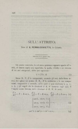 Sull´ attrito.