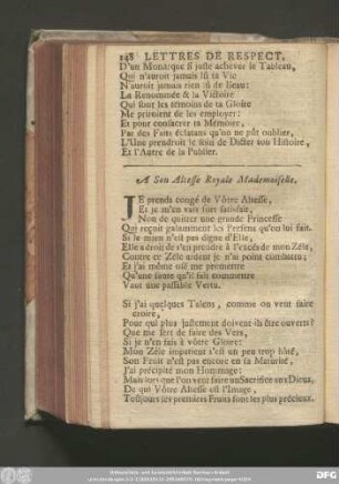 A Son Altesse Royale Mademoiselle.
