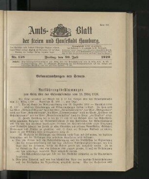 No. 158, 30. Juli 1920