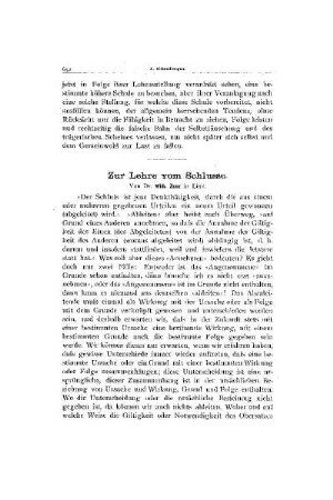 Zur Lehre vom Schlusse