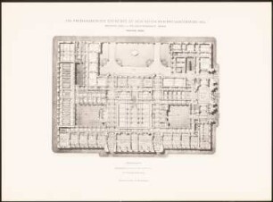 Reichstag, Berlin Zweiter Wettbewerb: Grundriss UG (aus: Die preisgekrönten Entwürfe zu dem neuen Reichstagsgebäude, Berlin 1882)
