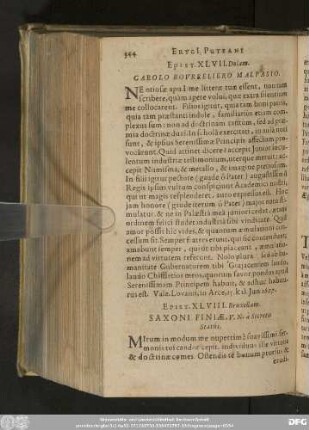Epist. XLVIII. Bruxellam. Saxoni Finiae, V. N. à Secretis Statûs.